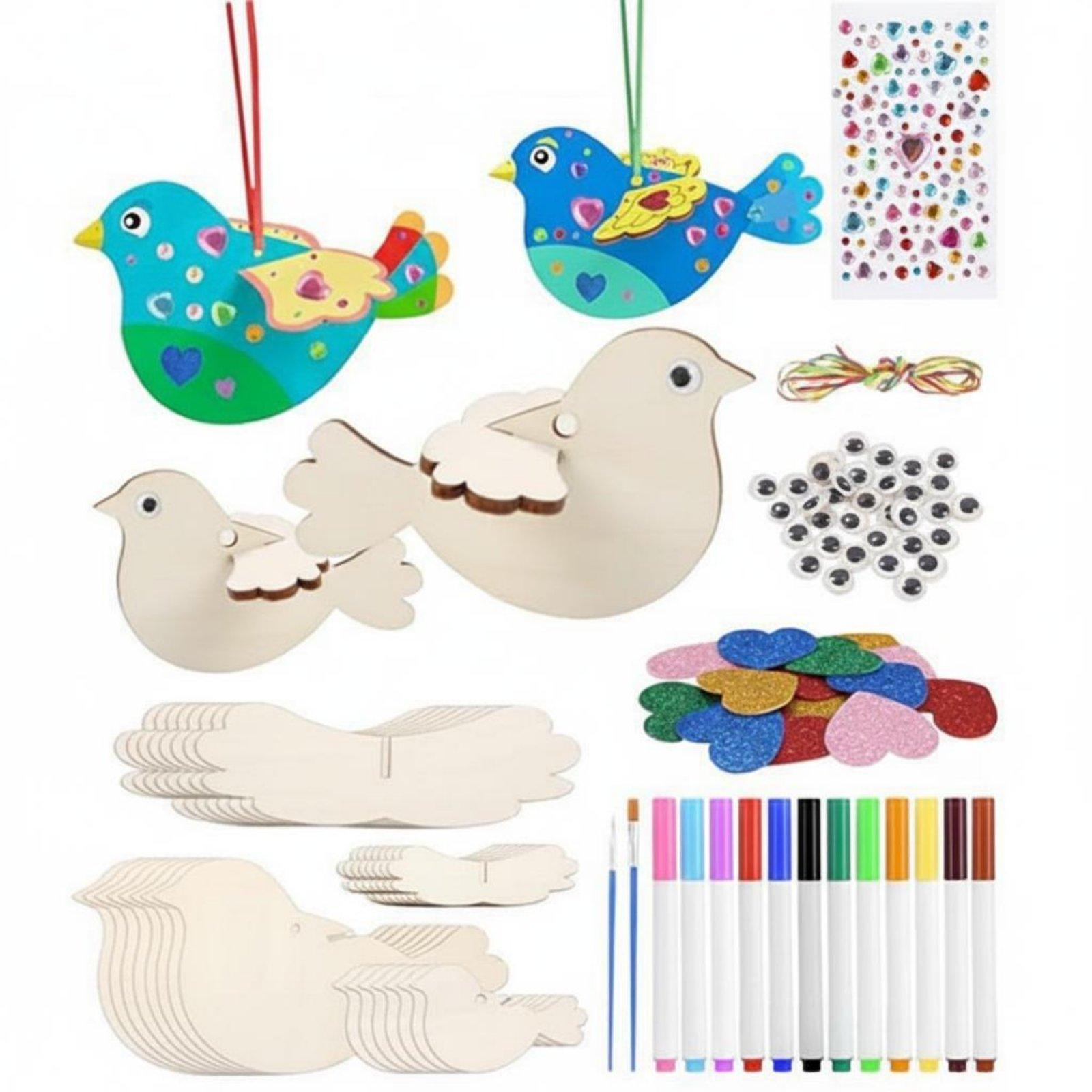 Kids Toys Home - 8-częściowy zestaw do składania drewnianych ptaków