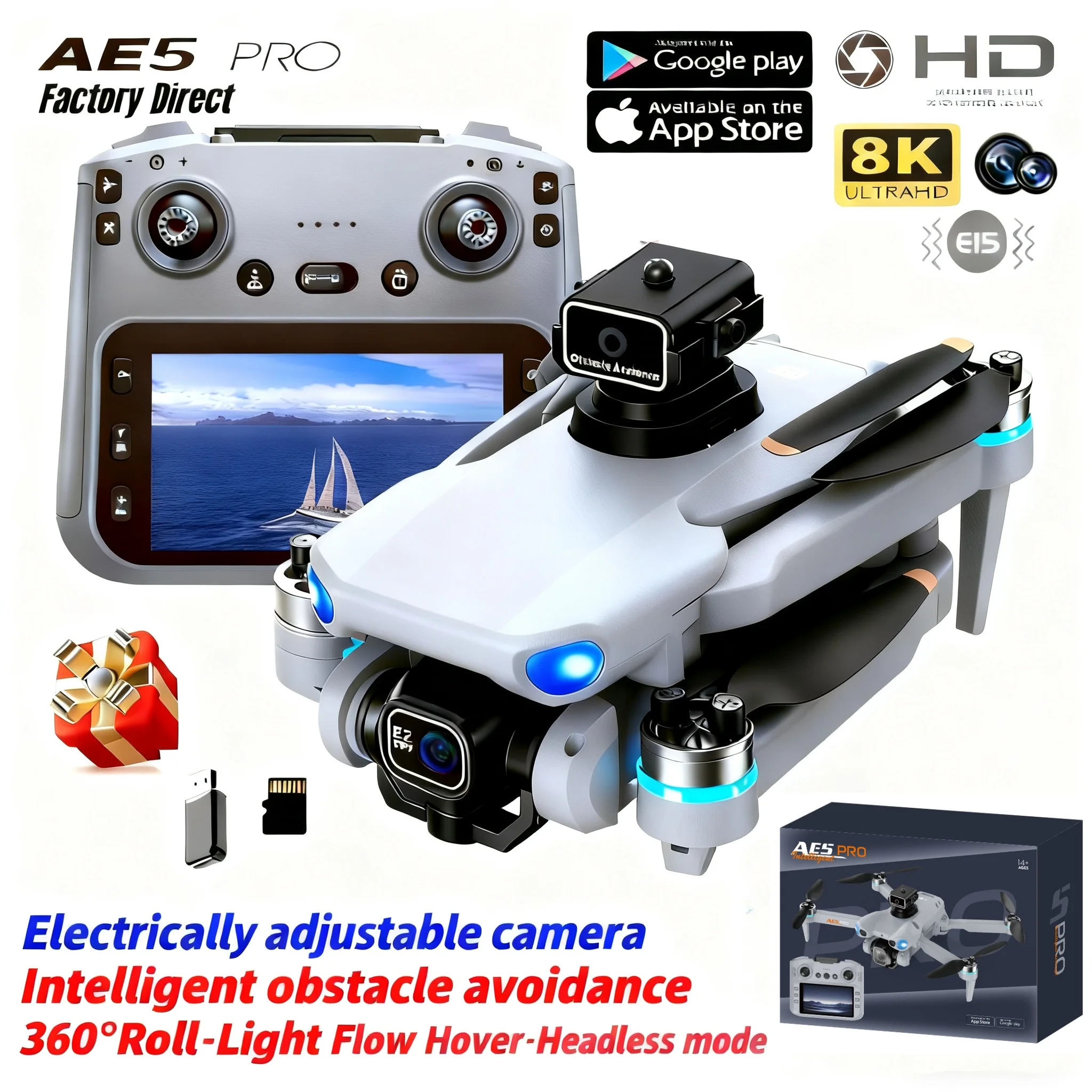 Kids Toys Drone - Dron AE5 Pro 8K HD, ekran