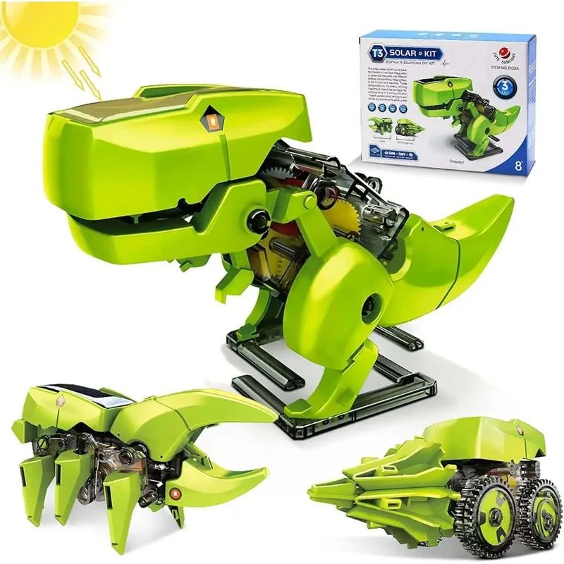 Kids Toys 10 Year Old - Zestaw solarnych robotów 3w1, zabawki dinozaury,