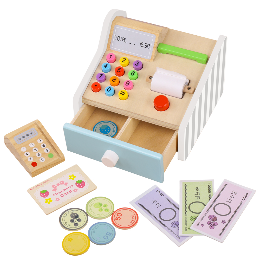 Toy Cash Register - Drewniana kasa fiskalna Zabawki Sklep dla