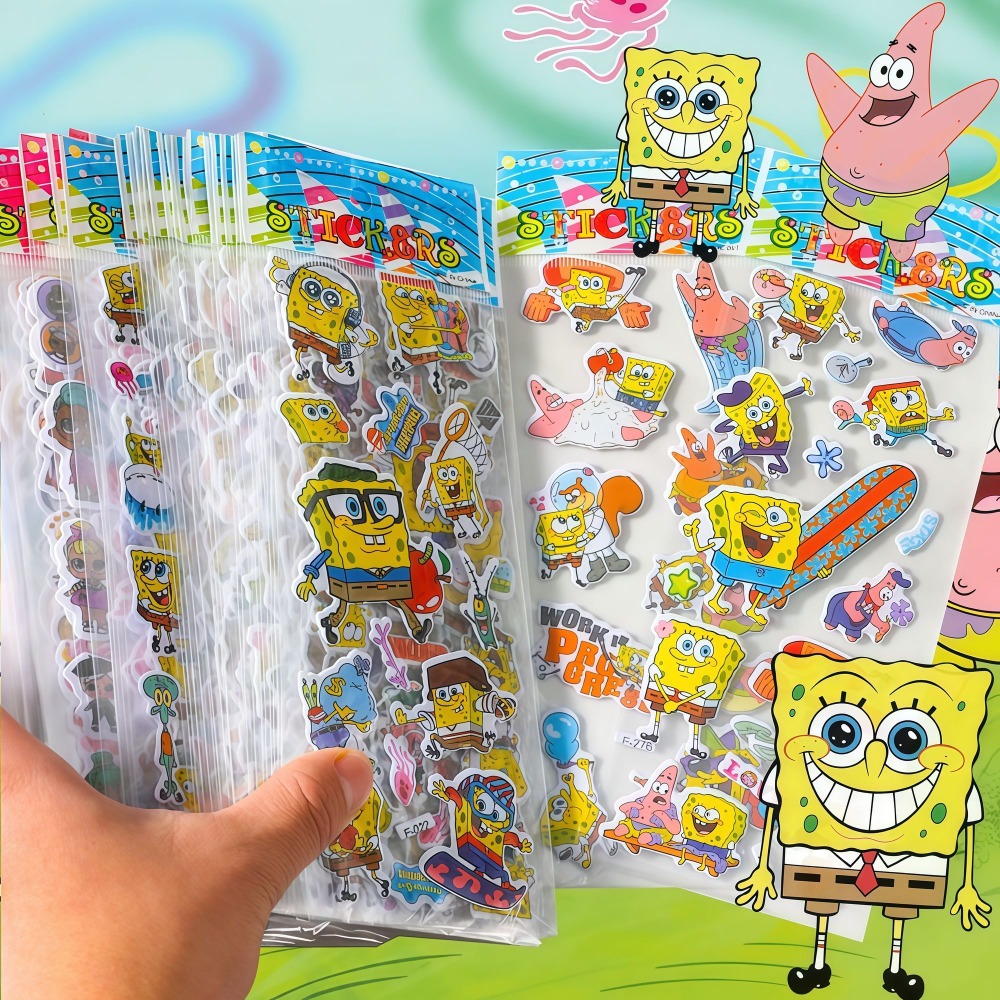 12-pakowe naklejki 3D SpongeBo – Kids Toys Return Gift recenzja i cena