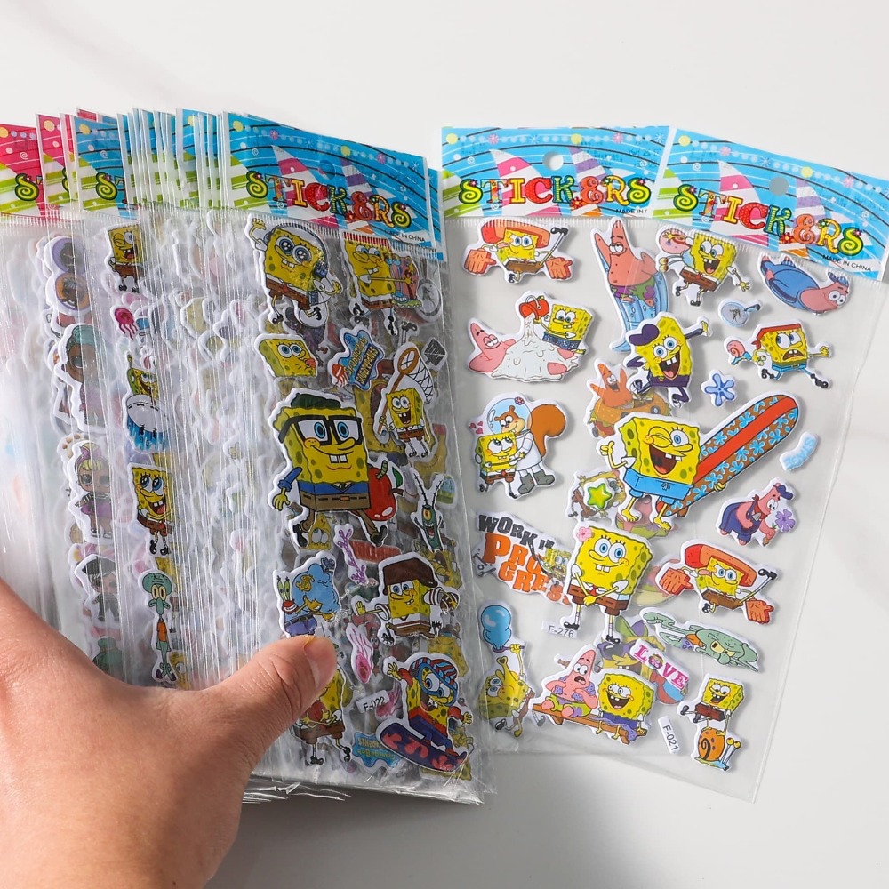 12-pakowe naklejki 3D SpongeBo – Kids Toys Return Gift recenzja i cena